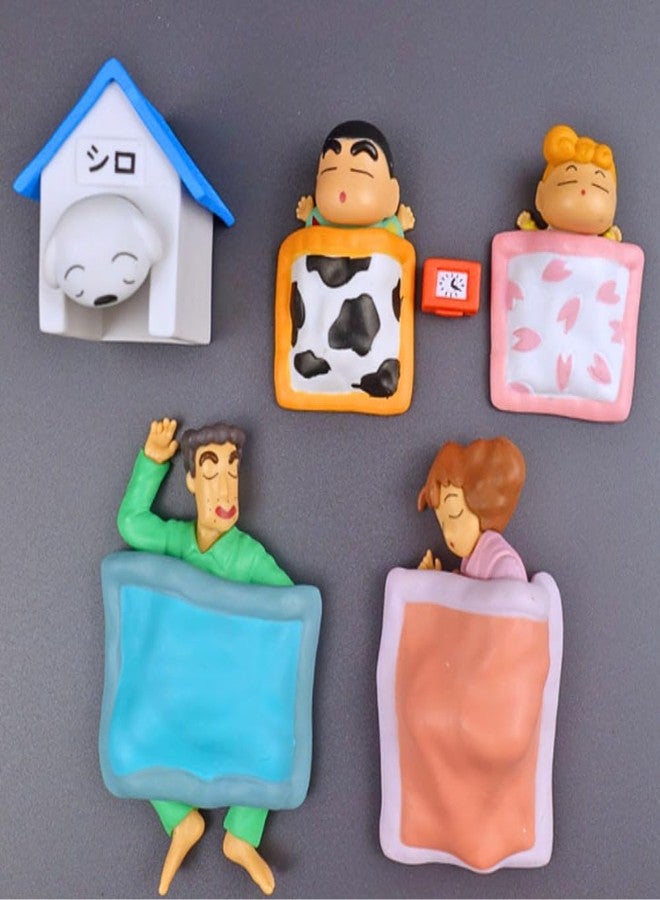 FUNFOB Shinchan Action Figure | Shin chan Figurine Cartoon Figures Toys for Boys & Girls PVC Multicolour (Shinchan Family Shiro Set) - Image 1